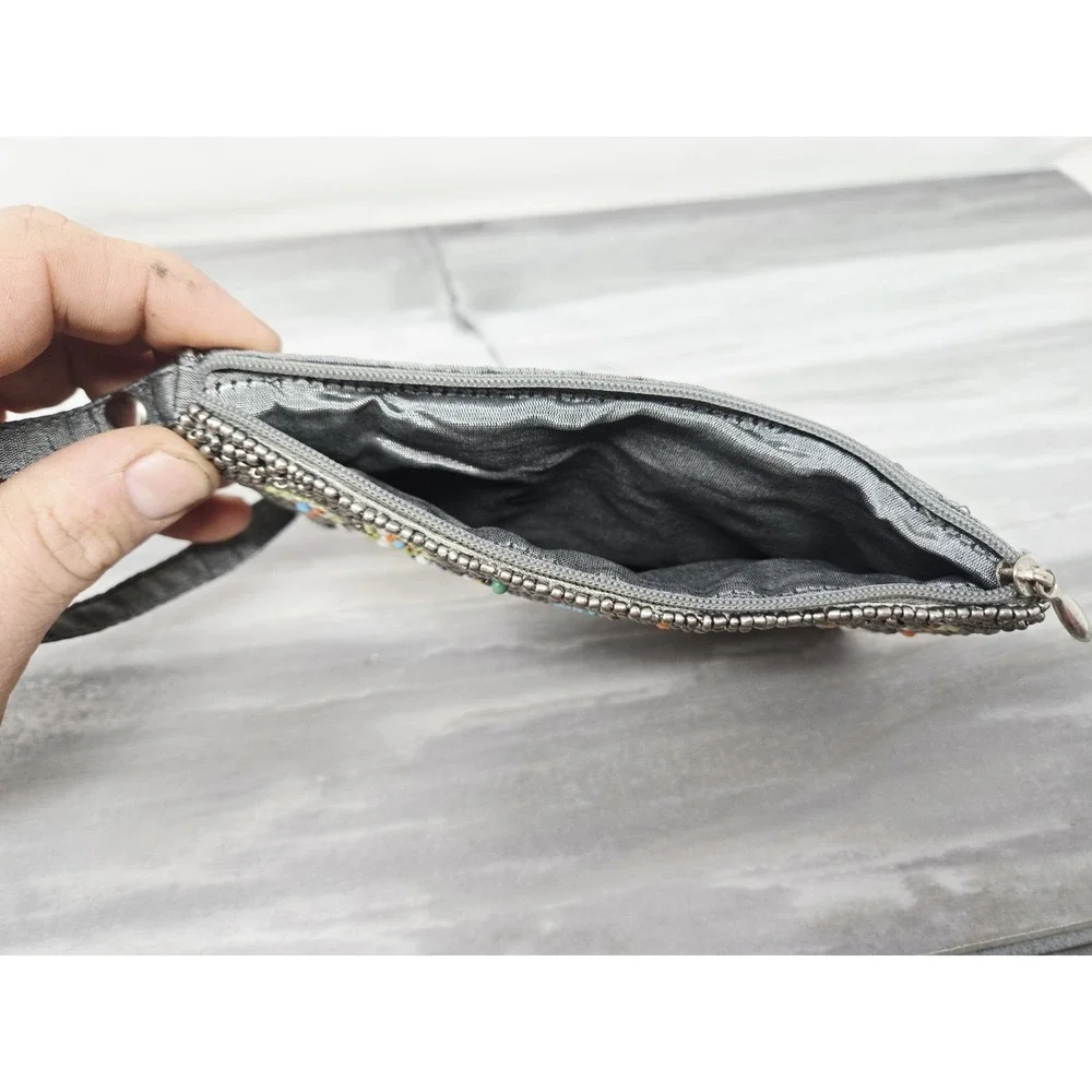 Bamboo Trading Co. Beaded Club Bag Wristlet‎ Purse Cross Body Phone Pouch Wallet